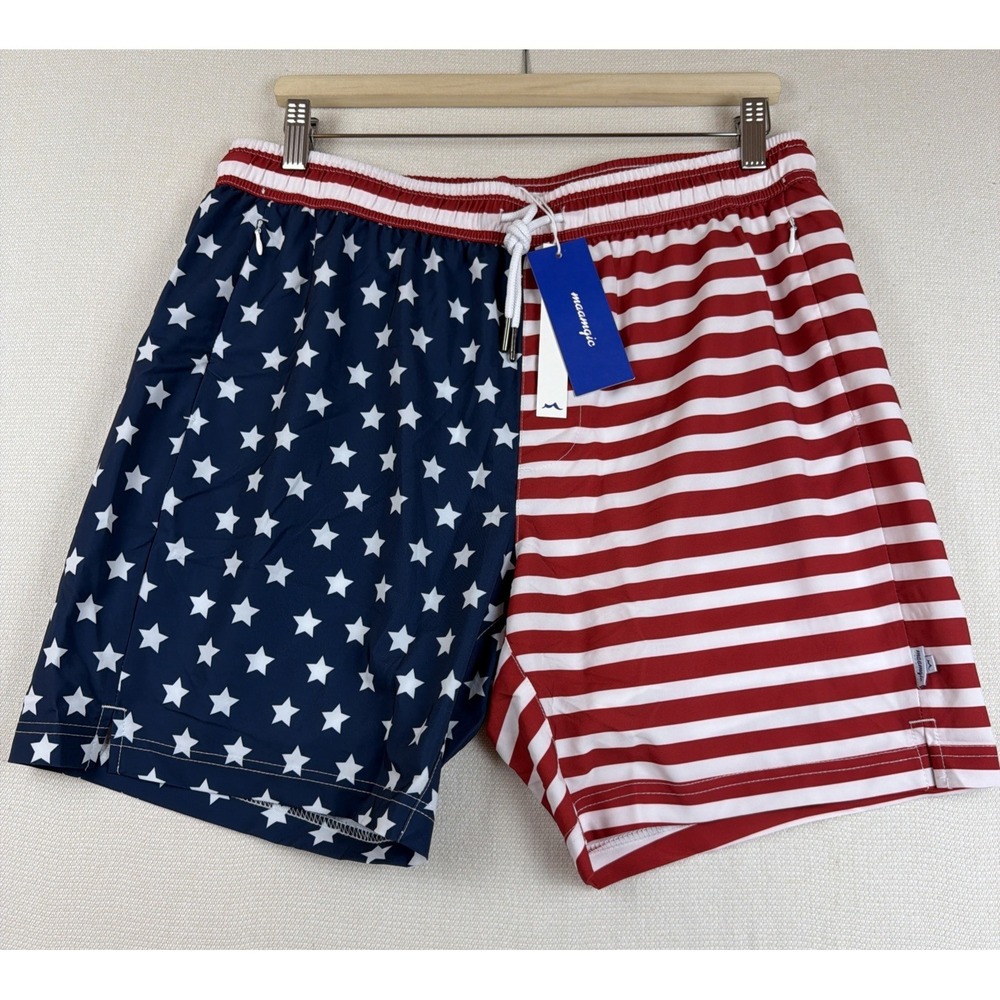 maamgic‎ Swim Trunks Board Shorts Mens Size L Compression Liner NWT Zip Pockets